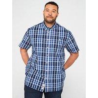 D555 Check Button Down Collar Short Sleeve Shirt - Navy