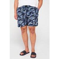 D555 Hawaiian Printed Swim Shorts - Navy