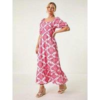 Roman Petite Embroidered Maxi Dress - Coral