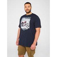 D555 Detroit Motor Bike Graphic T-Shirt - Navy