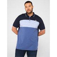D555 Cut And Sew Polo Shirt With Jacquard Collar - Navy