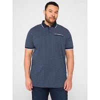 D555 Printed Polo Shirt With Jacquard Collar - Navy