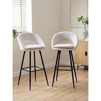 Very Home Aurelia Boucle Pair Of Bar Stools With Black Legs - Fsc Certified