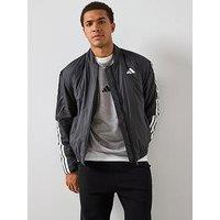 Adidas Sportswear Men'S Essentials Climawarm 3 Stripes Bomber Jacket - Black
