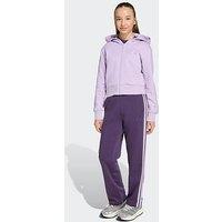 Adidas Sportswear Junior Girls Fleece Hoodie And Pant Tracksuit- Purple