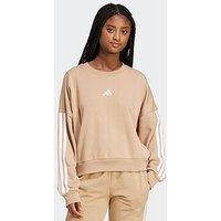 Adidas Sportswear Women'S Essentials 3-Stripes French Terry Sweatshirt - Brown