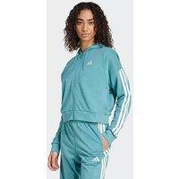 Adidas Sportswear Women'S Essentials 3-Stripes French Terry Full-Zip Hoodie - Turquoise