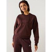 Adidas Sportswear Women'S Cozy Holiday Graphic Sweatshirt - Brown