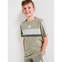 Adidas Sportswear Junior Unisex Seasonal Essentials Tiberio 3-Stripe T-Shirt - Grey