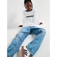 Adidas Originals Junior Boys Adicolor Long Sleeve Graphic T-Shirt - White