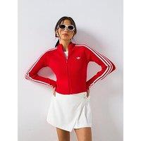Adidas Originals Women'S Adicolor 3 Stripes Slim Knit Track Top - Red