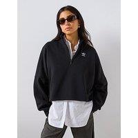 Adidas Originals Women'S Essentials 1/2 Zip Fleece Sweatshirt - Black