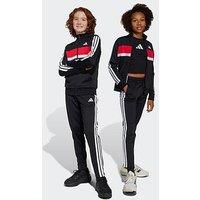 Adidas Sportswear Junior Boys Seasonal Essentials Tiberio 3-Stripes Tricot Tracksuit -Black