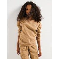 Adidas Originals Junior Girls Trefoil Essentials Boyfriend Crew Sweatshirt - Brown