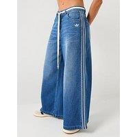 Adidas Originals Women'S Wide Leg Jeans - Blue