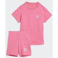 Adidas Originals Infant Girls Cycling Shorts And T-Shirt Set - Pink