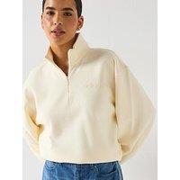 Adidas Originals Women'S Essential Cream Quarter Zip - Beige