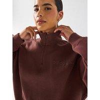 Adidas Originals Women'S Essential Linear Quarter Zip - Brown