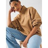 Adidas Originals Women'S Essential Linear Quarter Zip - Beige