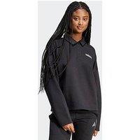 Adidas Sportswear Women'S Essentials Linear Fleece Polo Sweatshirt - Black