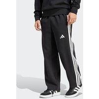 Adidas Sportswear Men'S Essentials 3 Stripes Fleece Wide Leg Pants - Black