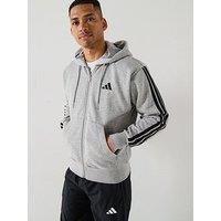 Adidas Sportswear Men'S Essential 3-Stripes Fleece Hoodie - Grey