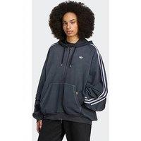 Adidas Originals Womens Teamgeist Oversized Full Zip Hoodie - Black