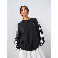 Adidas Originals Women'S 3 Striped Oversized Crew - Black