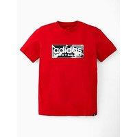 Adidas Sportswear Junior Boys Camo Linear Graphic T-Shirt -Red