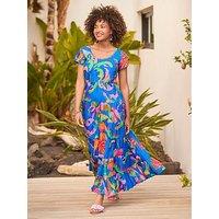 Joe Browns Petite Sensational Summer Crinkle Cotton Dress - Blue