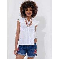Joe Browns Prettiest Pintuck Cotton Blouse - White
