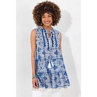 Joe Browns Pom Pom Trim Sleeveless Tunic - Blue