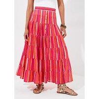 Joe Browns Sophia Stripe Tiered Maxi Skirt - Pink