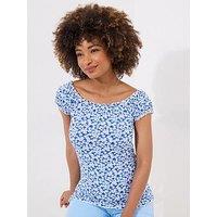 Joe Browns Delightful Ditsy Boho Jersey Top - Blue