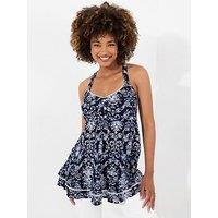 Joe Browns Fun And Flirty Longline Printed Top - Navy
