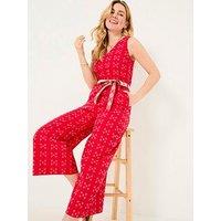 Fatface Aeran Jacquard Jumpsuit - Red