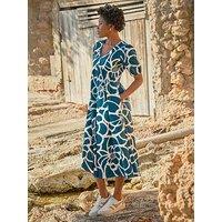Fatface Remi Shibori Midi Dress - Blue