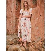 Fatface Marlow Flute Sleeve Dress - Beige