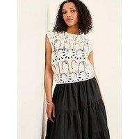 Fatface Clover Crochet Top - Ivory