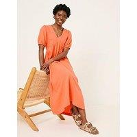 Fatface Remi Midi Linen Dress - Orange