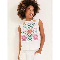Fatface Fliss Embroidered Cami - White