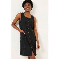 Fatface Binny Button Linen Dress - Black