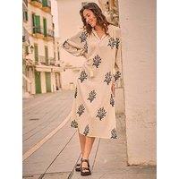 Fatface Coral Emb Dress - White