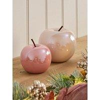 Very Home Set Of 2 Ceramic Pink Apple Christmas Decorations