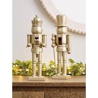 Very Home Set Of 2 Gold Nutcracker Christmas Decorations - 30 Cm