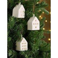 Very Home Set Of 3 Light Up House Christmas Tree Decorations