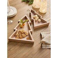 Very Home Set Of 2 Decorative Christmas Tree Trays/Decorations