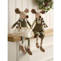 Very Home Set 2 50Cm Sitting Mice Christmas Decorations
