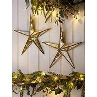 Very Home Set Of 2 Mercury Glass Light Up Star Christmas Decorations