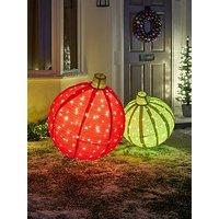 Very Home Set Of 2 Light Up Giant Bauble Outdoor Christmas Decorations
